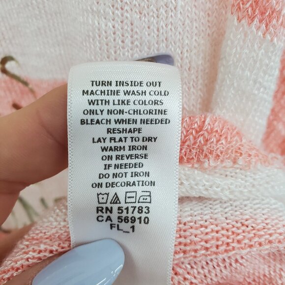 Maurices 1X 14/16 Plus Pink White Striped Nautical Anchor Graphic Tee Stretch - Picture 14 of 16